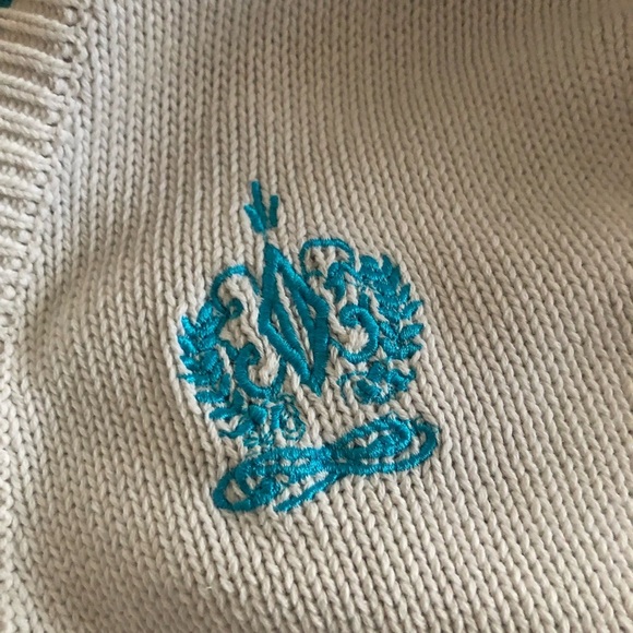 Michel Sport Unisex Knitted Preppy Cream Cardigan Size Medium Vintage - Picture 6 of 6